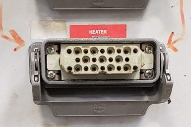 hot runner connector with pushed back pins | cable connection problems